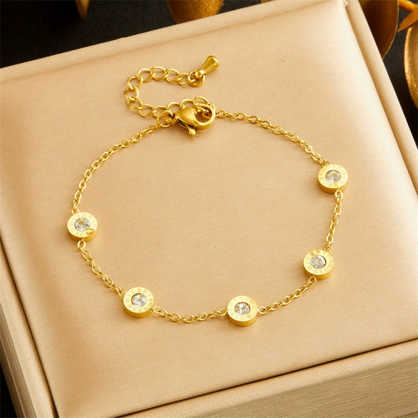 Stainless Steel Gold Plated Jewelry Set With Regular Chain For Women In Fashion Ol Style And Geometric Design