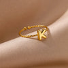 Stainless Steel Gold Plated Letter Adjustable Ring