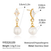 Stainless Steel Gold Plated Marquise Zircon Pearl Pendant Earring And Necklace Set For Women With Irregular Chain
