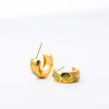 Stainless Steel Gold Plated Painted Floral Geometric Cshaped Women's Earrings