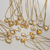 Stainless Steel Gold Plated Pearl Casting Heart Pendant Necklace With Titanium Steel Shell Clavicle Chain Electroplated Geometric Pattern For Women