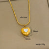 Stainless Steel Gold Plated Pearl Casting Heart Pendant Necklace With Titanium Steel Shell Clavicle Chain Electroplated Geometric Pattern For Women