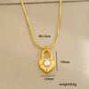 Stainless Steel Gold Plated Pearl Casting Heart Pendant Necklace With Titanium Steel Shell Clavicle Chain Electroplated Geometric Pattern For Women