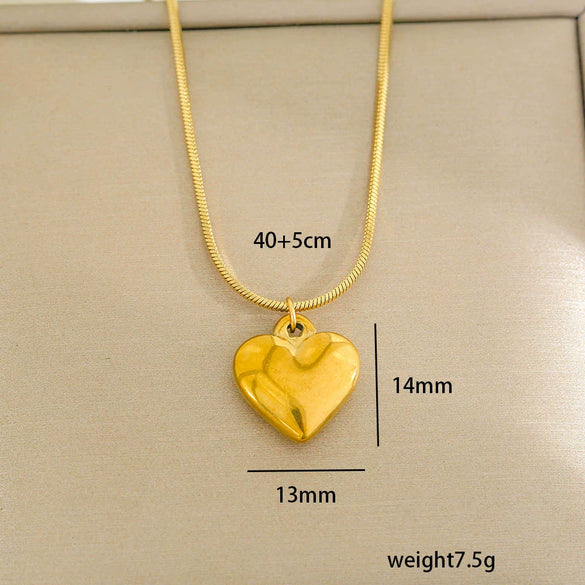 Stainless Steel Gold Plated Pearl Casting Heart Pendant Necklace With Titanium Steel Shell Clavicle Chain Electroplated Geometric Pattern For Women
