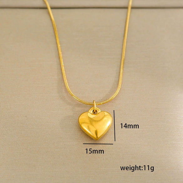 Stainless Steel Gold Plated Pearl Casting Heart Pendant Necklace With Titanium Steel Shell Clavicle Chain Electroplated Geometric Pattern For Women