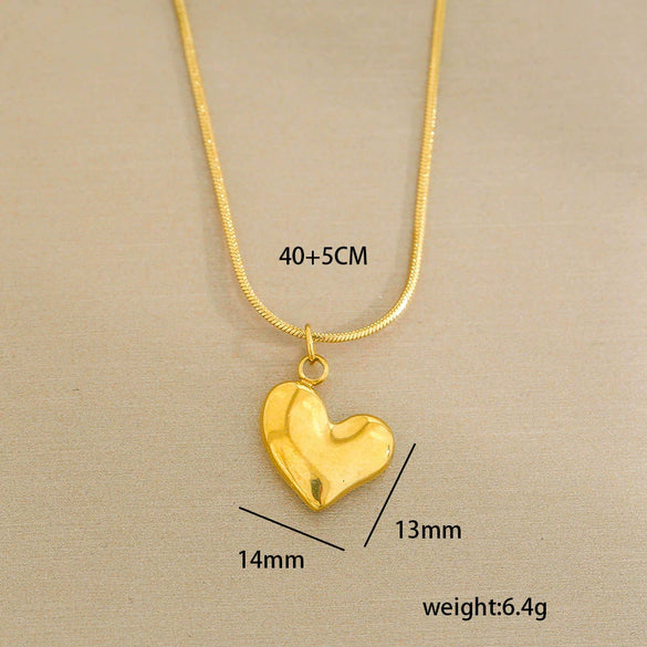 Stainless Steel Gold Plated Pearl Casting Heart Pendant Necklace With Titanium Steel Shell Clavicle Chain Electroplated Geometric Pattern For Women