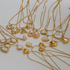 Stainless Steel Gold Plated Pearl Casting Heart Pendant Necklace With Titanium Steel Shell Clavicle Chain Electroplated Geometric Pattern For Women