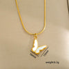 Stainless Steel Gold Plated Pearl Casting Heart Pendant Necklace With Titanium Steel Shell Clavicle Chain Electroplated Geometric Pattern For Women