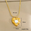 Stainless Steel Gold Plated Pearl Casting Heart Pendant Necklace With Titanium Steel Shell Clavicle Chain Electroplated Geometric Pattern For Women