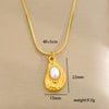 Stainless Steel Gold Plated Pearl Casting Heart Pendant Necklace With Titanium Steel Shell Clavicle Chain Electroplated Geometric Pattern For Women