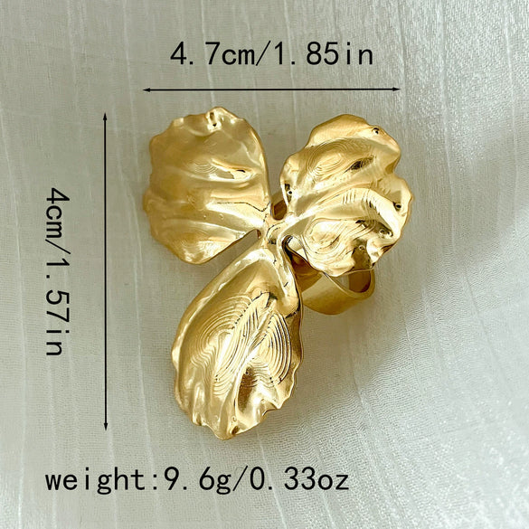 Stainless Steel Gold Plated Plant Shape Fashion Unisex Ring