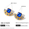 Stainless Steel Gold Plated Rhinestone Fan Shaped Geometric Oil Drip Drop Earrings For Women