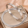 Stainless Steel Gold Plated Silver Plated Simple Style Inlay Solid Color Rhinestones Bracelets
