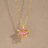 Stainless Steel Gold Plated Simple Style Heart Shape Inlay Zircon Pendant Necklace