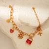 Stainless Steel Gold Plated Small Lock Pendant Bracelet For Girls