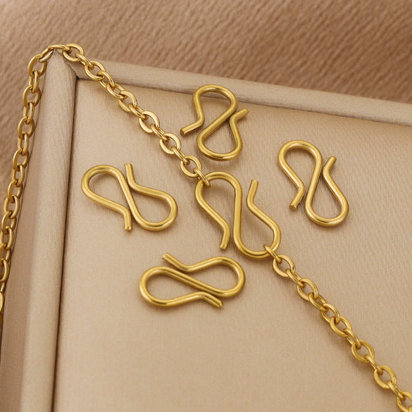 Stainless Steel Gold Plated Sshaped Fish Pattern Buckle Hook Jewelry Making Bracelet Necklace Connector
