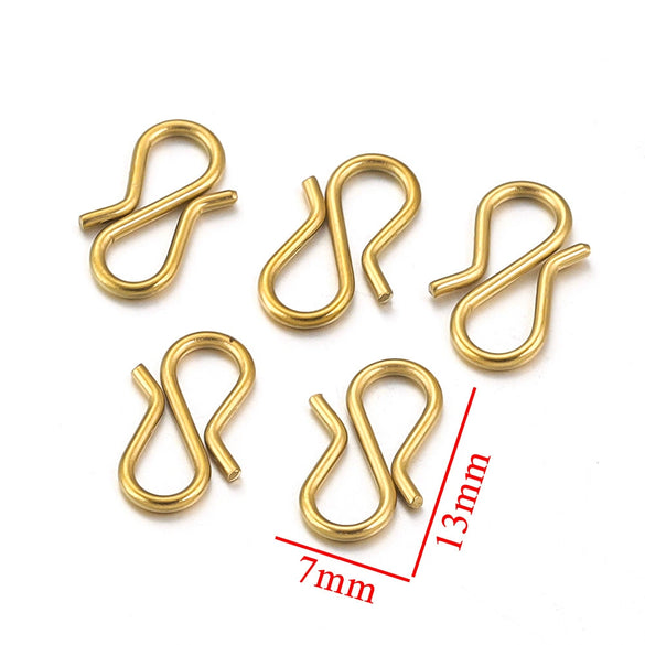 Stainless Steel Gold Plated Sshaped Fish Pattern Buckle Hook Jewelry Making Bracelet Necklace Connector
