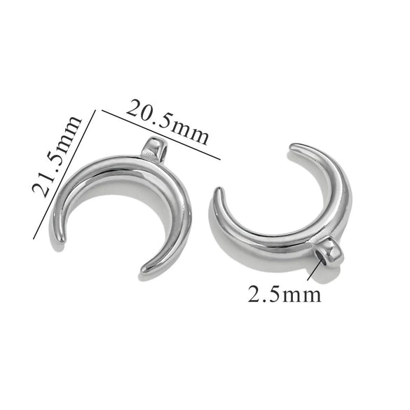 Stainless Steel Gold Polished Moon Pendant Necklace Jewelry Accessories