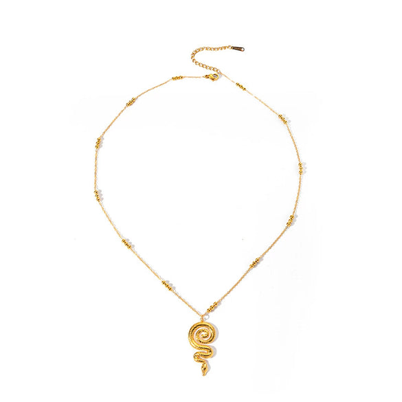 Stainless Steel Goldplated Animal Snake Pendant Necklace Fashionable Unisex Jewelry