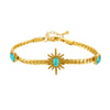 Stainless Steel Goldplated Braided Twist Chain Fanshaped Eightpointed Star Blue Turquoise Bracelet