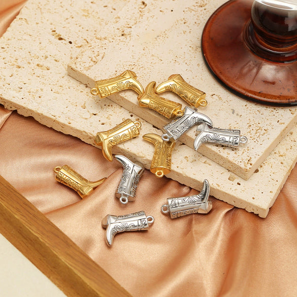 Stainless Steel Goldplated Cast Shoes Pendant For Necklace And Bracelet Accessories