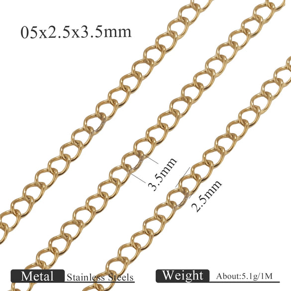 Stainless Steel Goldplated Colorpreserving Flat Oshaped Chain For Necklace Bracelet Diy Accessories