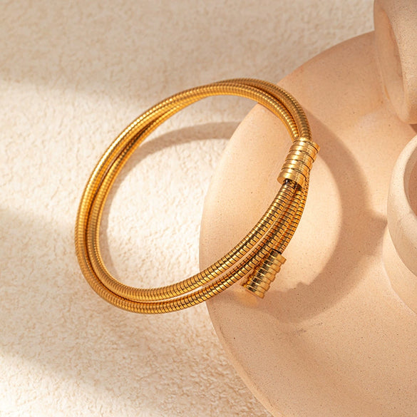 Stainless Steel Goldplated Fashion Knot Bracelet With Electroplating Process