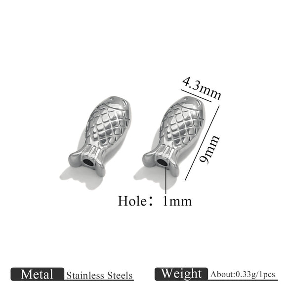 Stainless Steel Goldplated Fish Pattern Spacer Ball Dragon Boat Diy Bracelet Spare Accessories
