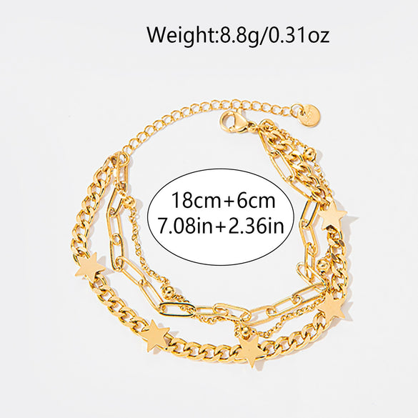 Stainless Steel Goldplated Fivepointed Star Bracelet Electroplated Creative Design Jewelry