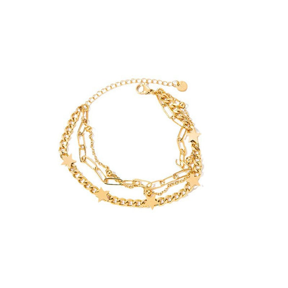 Stainless Steel Goldplated Fivepointed Star Bracelet Electroplated Creative Design Jewelry