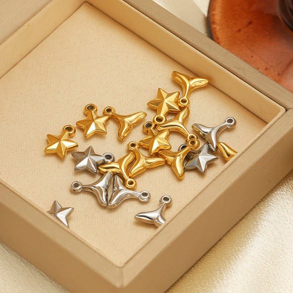 Stainless Steel Goldplated Fivepointed Star Pendant Fashion Bracelet And Necklace Accessories