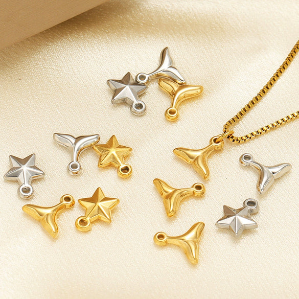 Stainless Steel Goldplated Fivepointed Star Pendant Fashion Bracelet And Necklace Accessories
