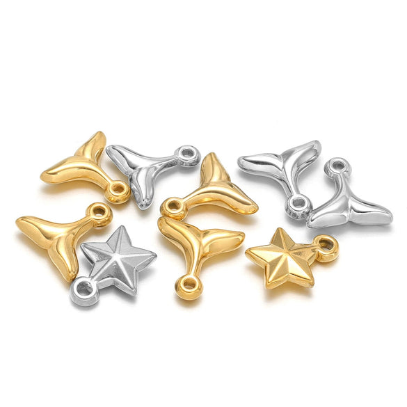 Stainless Steel Goldplated Fivepointed Star Pendant Fashion Bracelet And Necklace Accessories