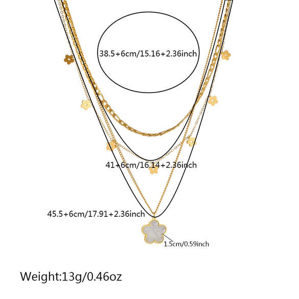 Stainless Steel Goldplated Flowers Pendant Chain Jewelry Necklace For Women Fashion Vintage Style