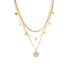 Stainless Steel Goldplated Flowers Pendant Chain Jewelry Necklace For Women Fashion Vintage Style