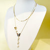 Stainless Steel Goldplated Gemstone Butterfly Multilayer Women's Necklace With Insect Pattern And Electroplating Treatment