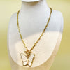 Stainless Steel Goldplated Gemstone Butterfly Multilayer Women's Necklace With Insect Pattern And Electroplating Treatment