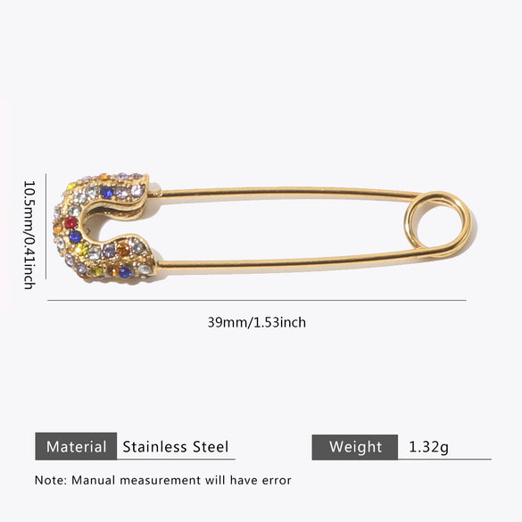 Stainless Steel Goldplated Geometric Diamond Pin Brooch Handmade Jewelry Accessories