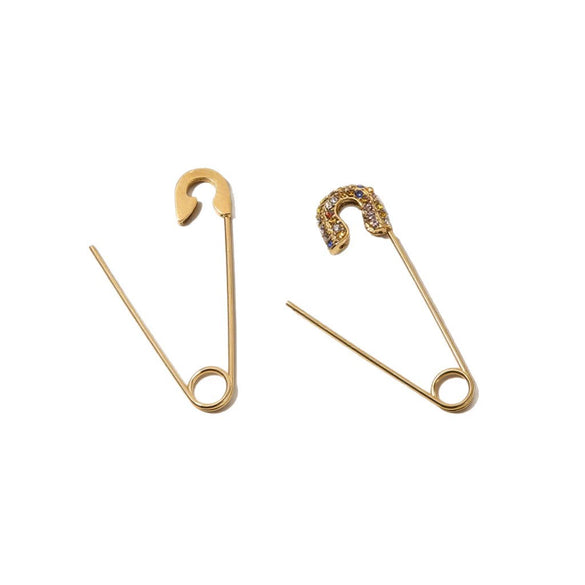 Stainless Steel Goldplated Geometric Diamond Pin Brooch Handmade Jewelry Accessories