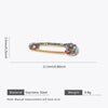 Stainless Steel Goldplated Geometric Diamond Pin Brooch Handmade Jewelry Accessories