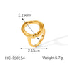 Stainless Steel Goldplated Geometric Ring With Opening Ring Design And Electroplating Process