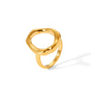 Stainless Steel Goldplated Geometric Ring With Opening Ring Design And Electroplating Process