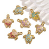 Stainless Steel Goldplated Handmade Turtle And Squareoval Pendant Jewelry Making Materials With Oil Dripping And Ocean Element Design