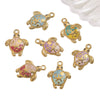 Stainless Steel Goldplated Handmade Turtle And Squareoval Pendant Jewelry Making Materials With Oil Dripping And Ocean Element Design