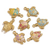 Stainless Steel Goldplated Handmade Turtle And Squareoval Pendant Jewelry Making Materials With Oil Dripping And Ocean Element Design