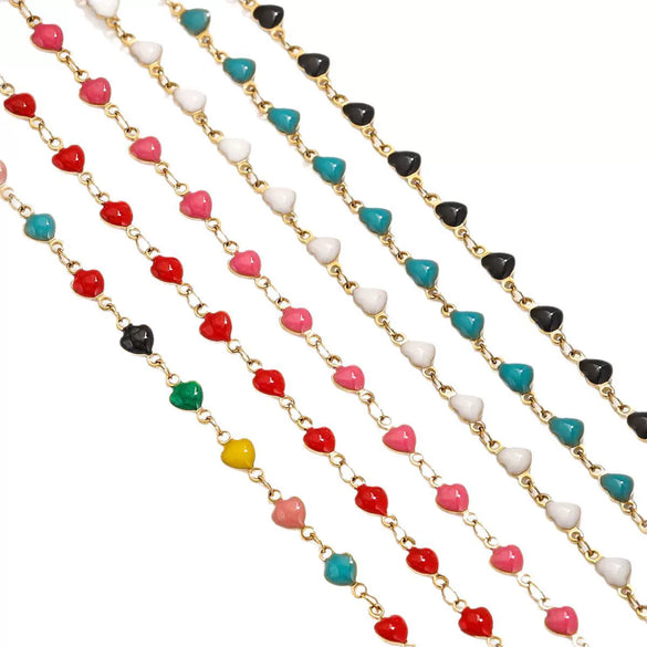 Stainless Steel Goldplated Heart Dripping Oil Electroplated Handmade Necklace Bracelet Clavicle Chain