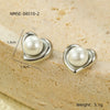 Stainless Steel Goldplated Heart Inlaid Pearl Earrings Retro Light Luxury Style