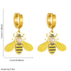 Stainless Steel Goldplated Insect Pattern Imitation Pearl Inlaid Drop Earrings For Women