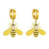 Stainless Steel Goldplated Insect Pattern Imitation Pearl Inlaid Drop Earrings For Women