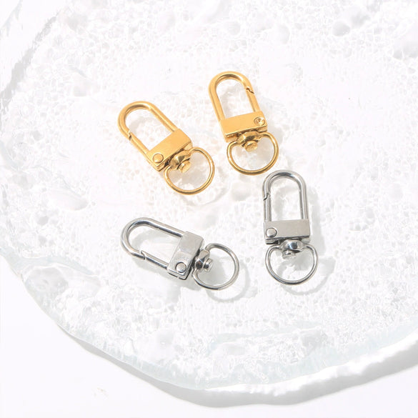 Stainless Steel Goldplated Simple Universal Keychain Rotating Buckle Spring Buckle Bag Key Connection Diy Accessory Buckle